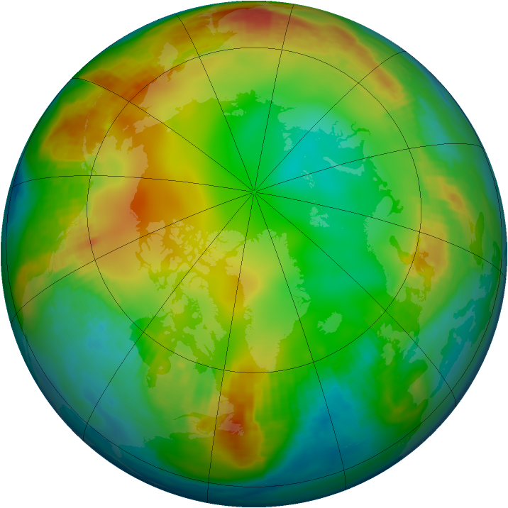 Arctic ozone map for 11 January 2001